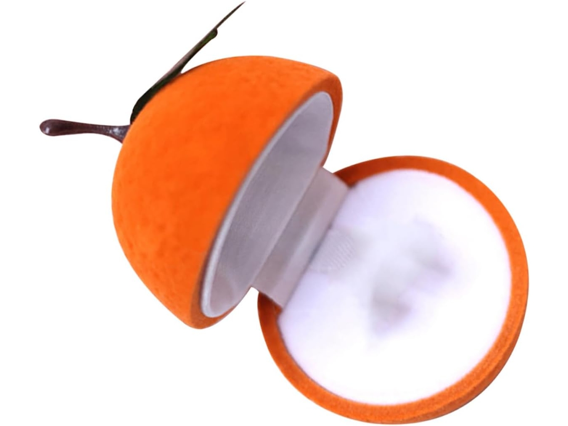 Caixa Joias Compacta Revestida Flocagem Laranja Ideal Guardar Anéis Noivado Alianças Outros Itens Pedidos GOKOCO