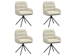 Conjunto 4 Cadeira De Jantar Giratória Vidaxl Creme Couro Sintético (59 X 59,5 X 90 Cm)