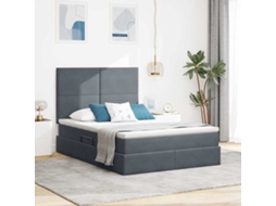 Vidaxl Cama Com Arrumação E Colchão Cinza Escuro 140 X 200 Cm Veludo