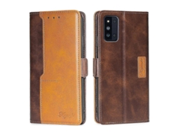 Capa De Couro Com Aba Horizontal, Textura Retrô E Cores Contrastantes Para Samsung Galaxy F52 5g, Com Suporte.