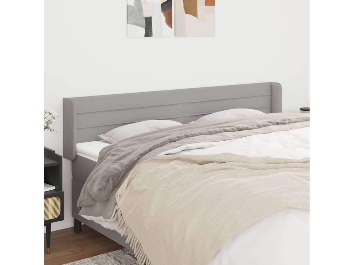 Vidaxl Cabeceira De Cama C/ Abas Tecido 183x16x78/88 Cm Cinzento-claro