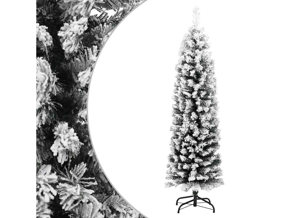 Vidaxl Árvore De Natal Artificial Fina Com Neve 120 Cm Pvc Verde