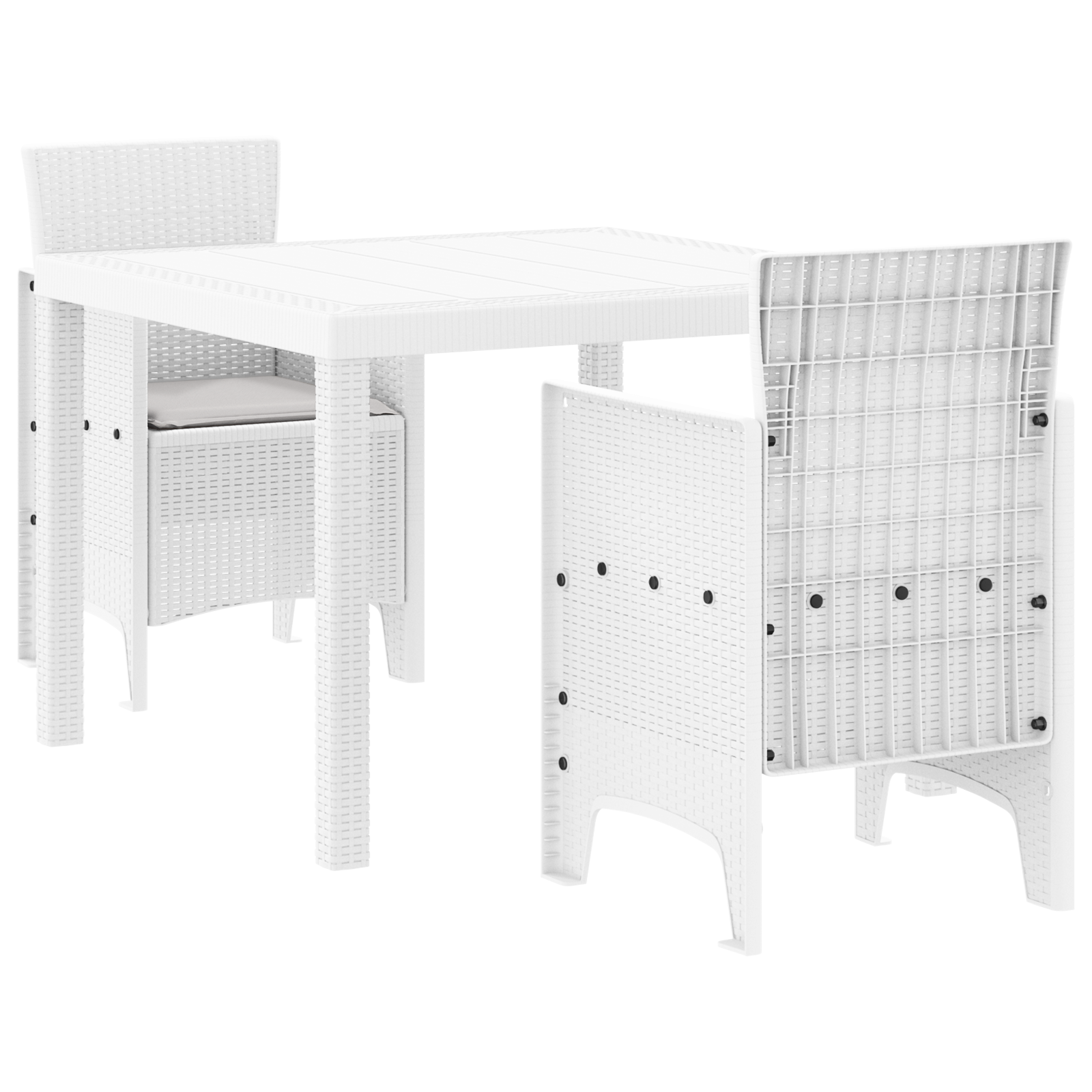 Conjunto 3 Conjunto De Jantar De Jardim Vidaxl Branco Polipropileno (100 X 100 X 73 Cm)