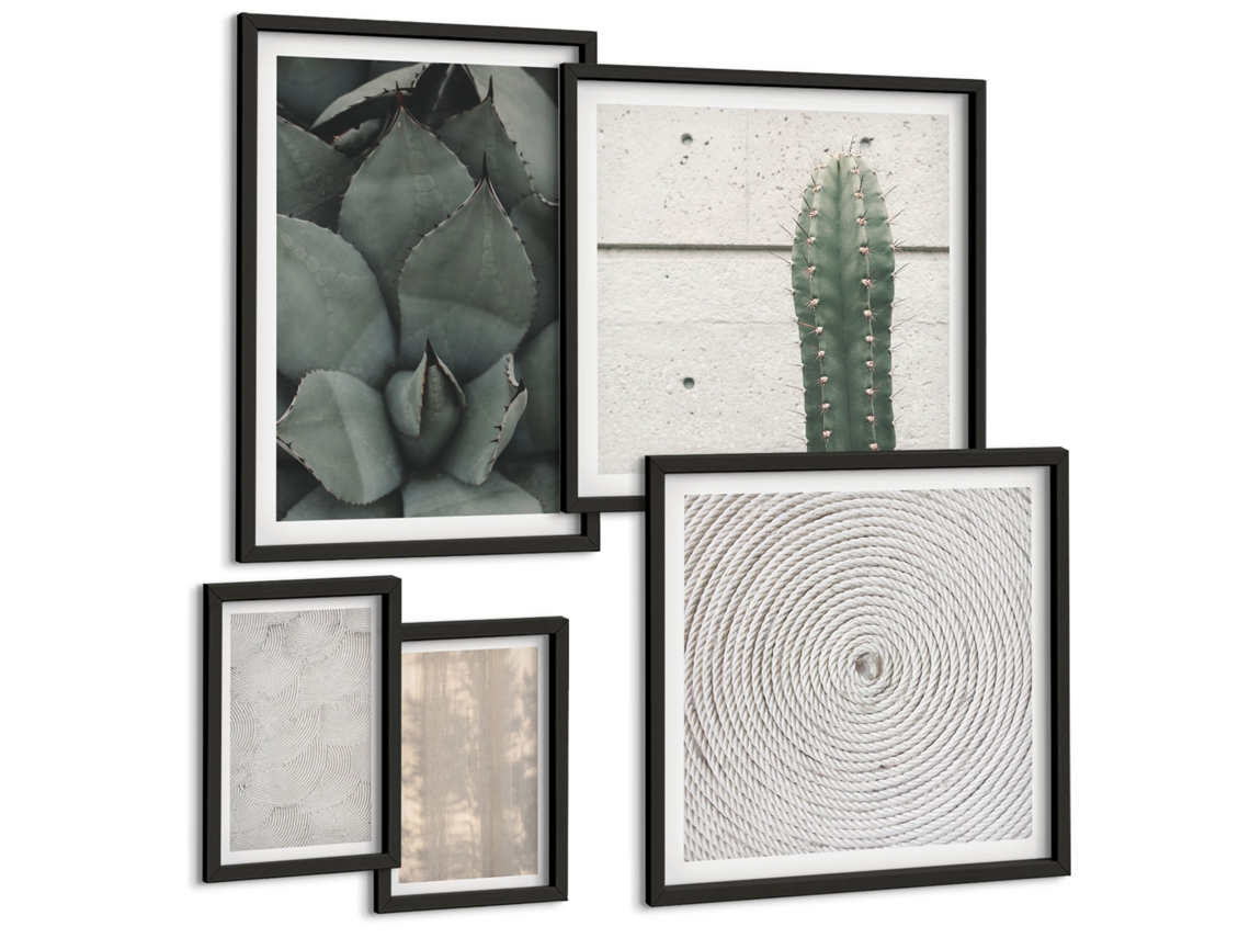Pinturas Murais Modernas Linhas Minimalistas Elegantes Moldura Preta Fotos Para O Escritório Espelharte (conjunto De 5 Imagens)