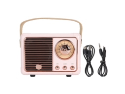 Caixa De Som Bluetooth Retro Vintage Pequena Estilo Antigo Para Mesa Quarto Escritório Rosa