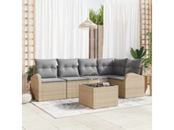 Vidaxl Conjunto De Sofás 6 Unid. Bege Poliéster