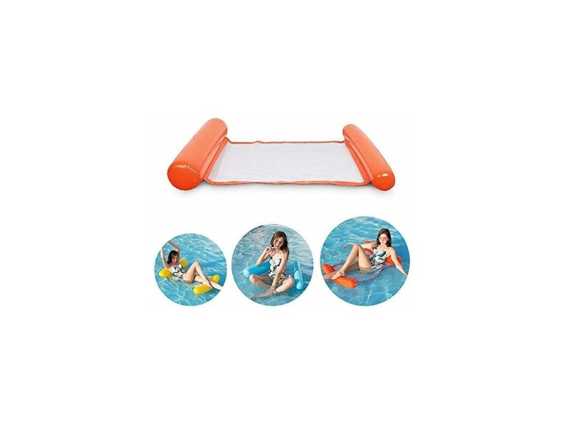Cama Inflável Laranja Para Piscina, Rede Aquática Superconfortável Com