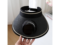 Chapéu de Sol Elétrico de Aba Larga com Ventilador para Homens, Proteção Uv. MDUG (preto)