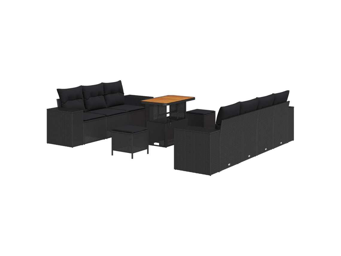 Maison Exclusive - Conjunto De Sofá De Jardim 10 Pcs Preto Rattan De Polipropileno