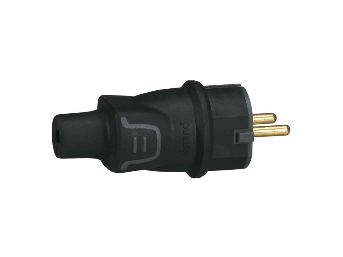 Plugue Tegui 2Pt Borracha Preta 050342 LEGRAND