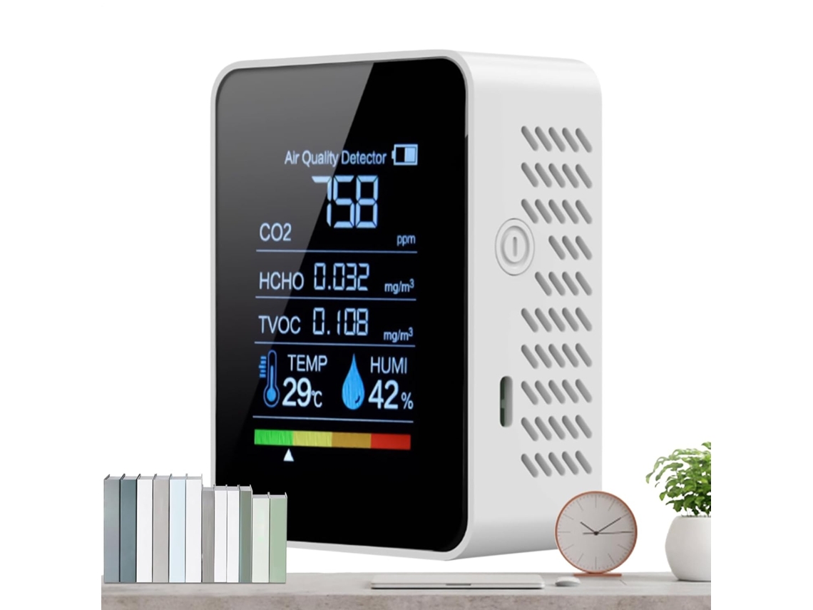 Monitor De Qualidade Do Ar - Abs 9×4×7cm | Termômetro Interno Com Co₂