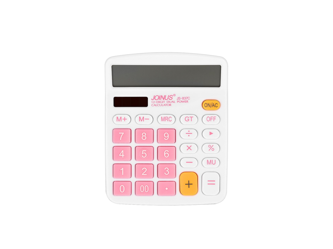 Calculadora Básica Solar Lcd 12 Dígitos Rosa Desktop