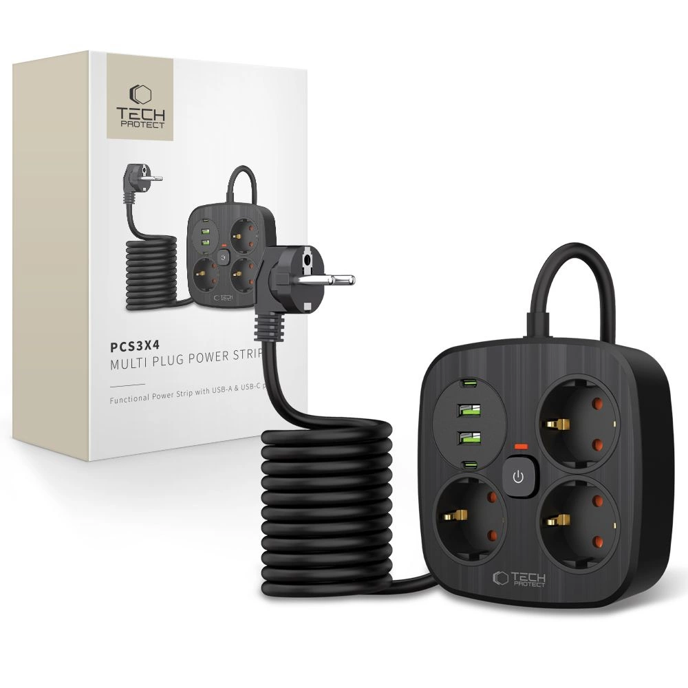 Régua de Tomadas TECH PROTECT Pcs3x4 com 3 Saídas | TECH-PROTECT