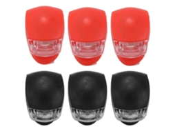 Kit de 6 Luzes Led para Bicicleta de Silicona: 3 Brancas Dianteiras e 3 Vermelhas Traseiras com Modos de Luz e Pilhas Incluídas S/MARCA