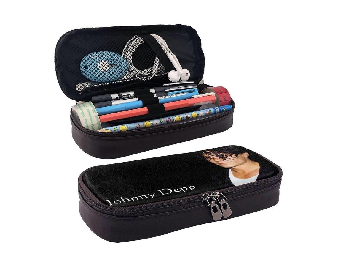 Estojo Johnny Depp, Elegante Bolsa De Couro Marrom Com Zíper Para Canetas, Marcadores E Materiais De Escritório, C13 Olysi Shop