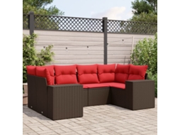 Vidaxl Conjunto De Sofá De Jardim Com 6 Peças E Almofadas Em Rattan Sintético Marrom