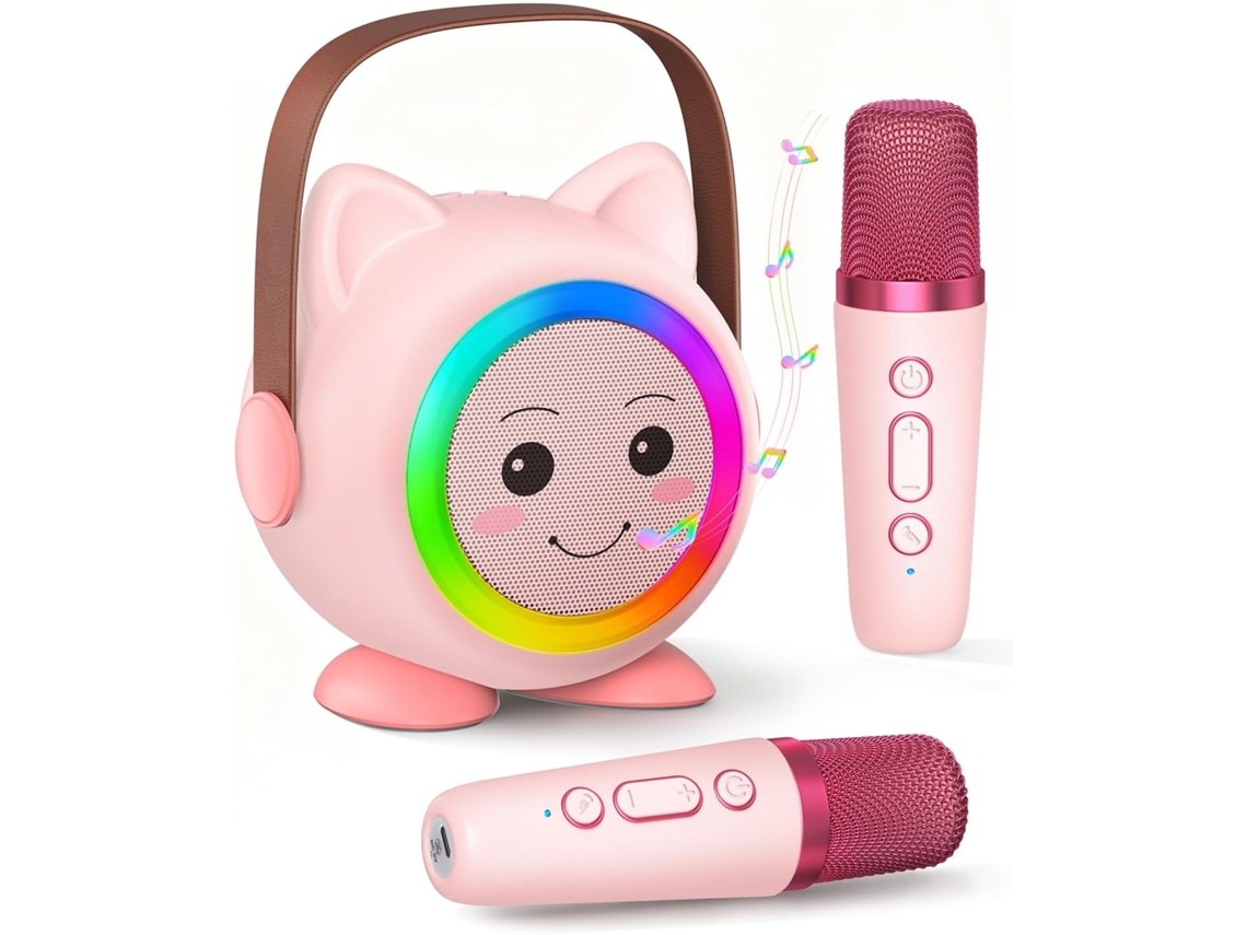 Máquina de Karaoke Infantil S/MARCA, com coluna Bluetooth e microfone, roxo
