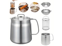 Kitipree Panela Filtro Óleo Aço Inoxidável 304 2l Grau Alimentício Frituras Despejos Malha Fina Fogão