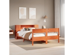 Vidaxl Cama Com Estante Sem Colchão 140x200 Cm Pinho Maciço
