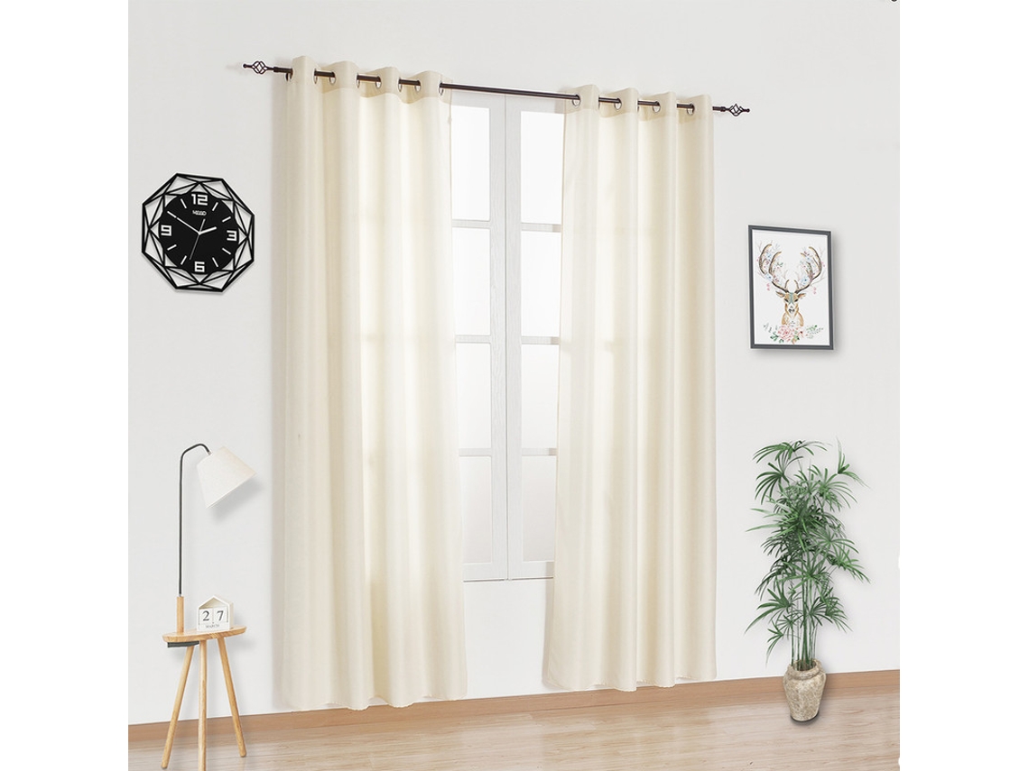 Cortina de Tecido Premium Branco Marfim 140 x 260 cm - Individual