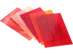 Conjunto de 4 Peças de Vidro Vermelho Translúcido, 10x15 Cm, para Iniciantes em Vitrais. SFUSHOS