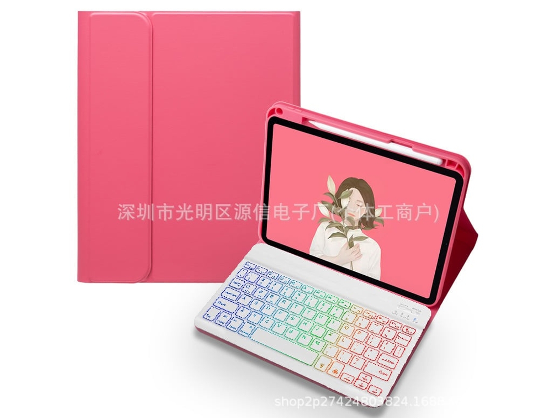 Capa Com Teclado Para Tablet Lurelia, Compatível Com Lápis, Begônia Vermelha E Retroiluminado Rgb (2024, Teclado Bluetooth, Suporte Para Caneta