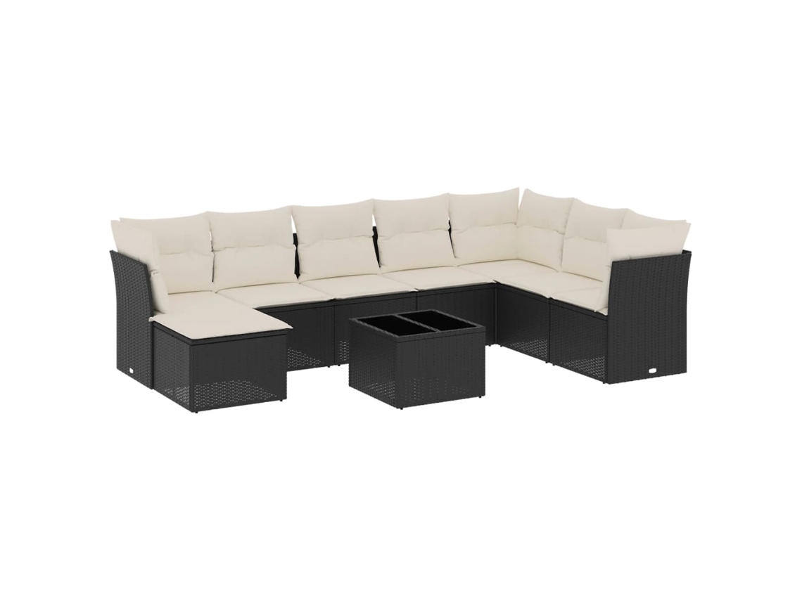 Maison Exclusive - 9 Pcs Conjunto De Sofás P/ Jardim C/ Almofadões Vime Pe Preto