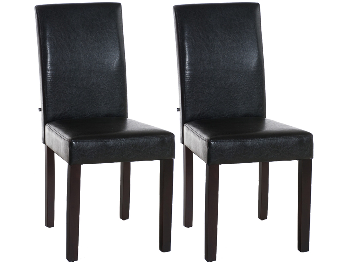 Conjunto de 2 cadeiras de jantar em imitação de pele Ina marrom/marrom escuro CLP