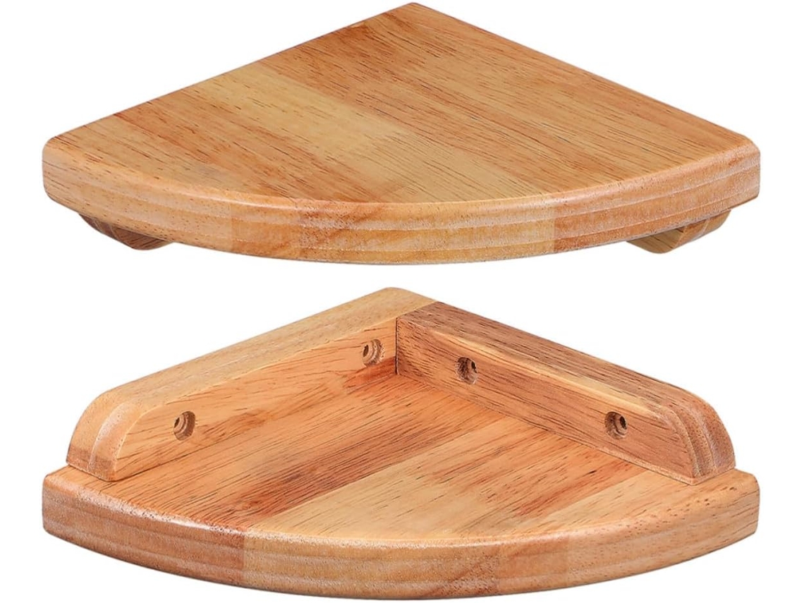 Prateleira De Canto Rústica Madeira Seringueira Para Ventilador, 2 Peças, 15cm 6 Polegadas, Para Cozinha, Banheiro E