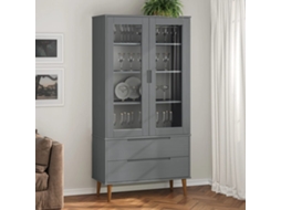 Vidaxl Vitrina Molde 90x35x175 Cm Pinho Maciço Cinza