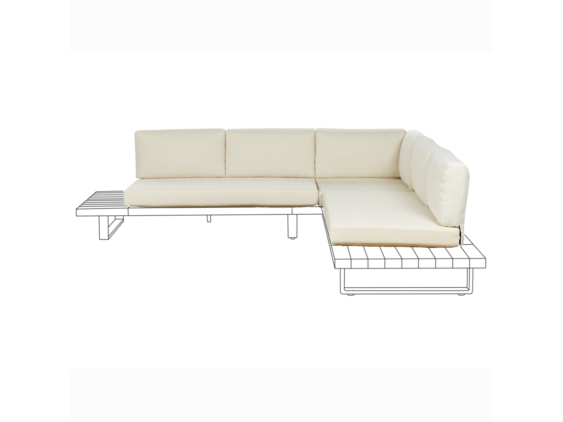 Conjunto De Capas Para Almofadas De Exterior Beliani Mykonos De Poliéster Branco Creme 136x75x11