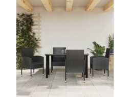 Vidaxl 5 Pcs Conjunto De Jantar Para Jardim Vime Pe E Aço Preto