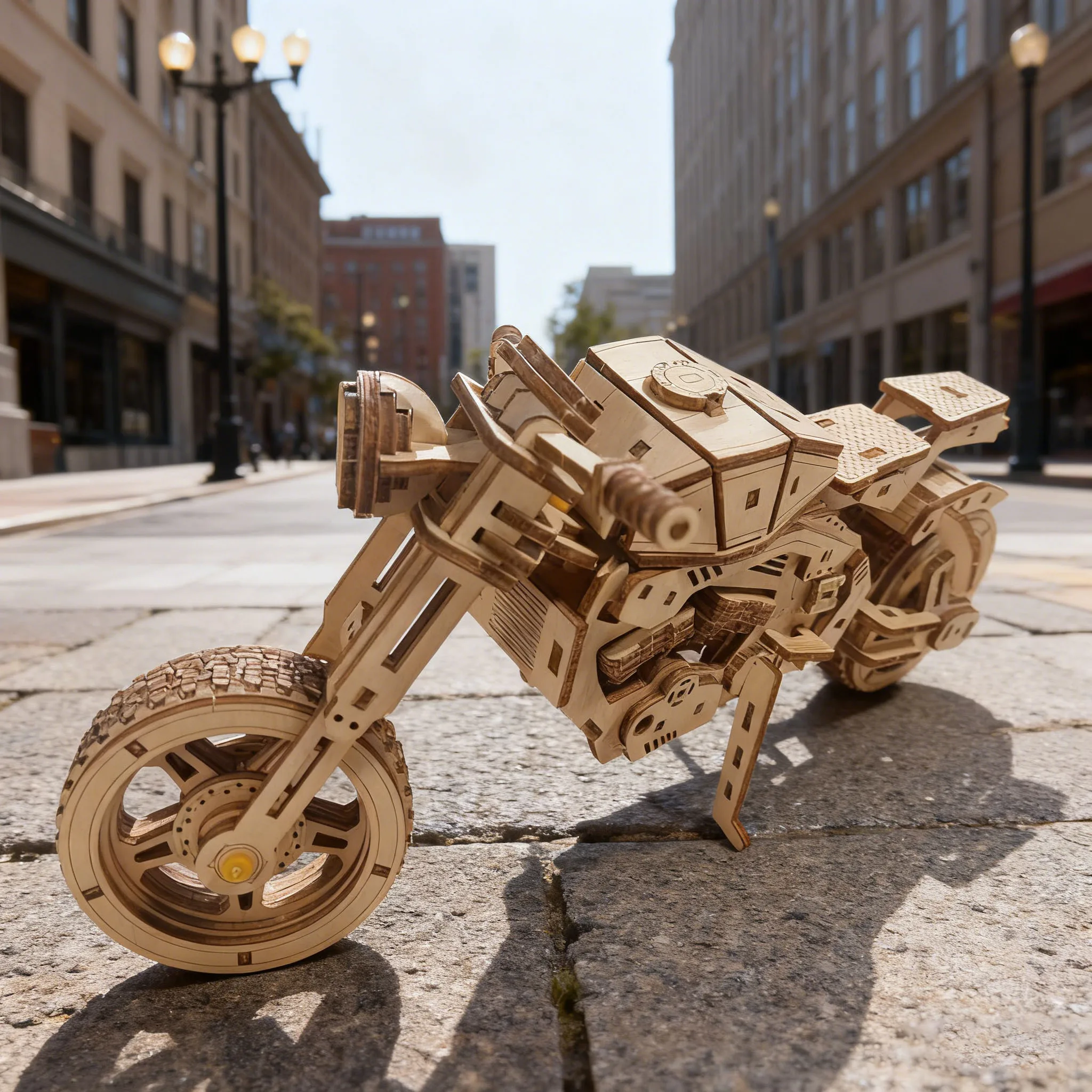 um Quebra cabeça 3d de Madeira de Motocicleta Cruiser Extremamente Desafiador. MDUG