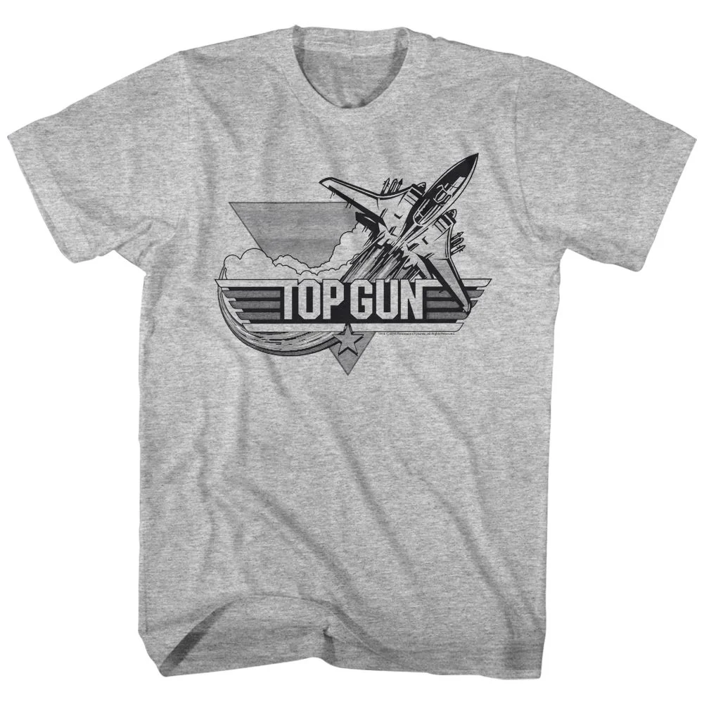 Unisex Adult T-shirt Rockinstone Top Gun Movie Black Heather Gray Sizexl