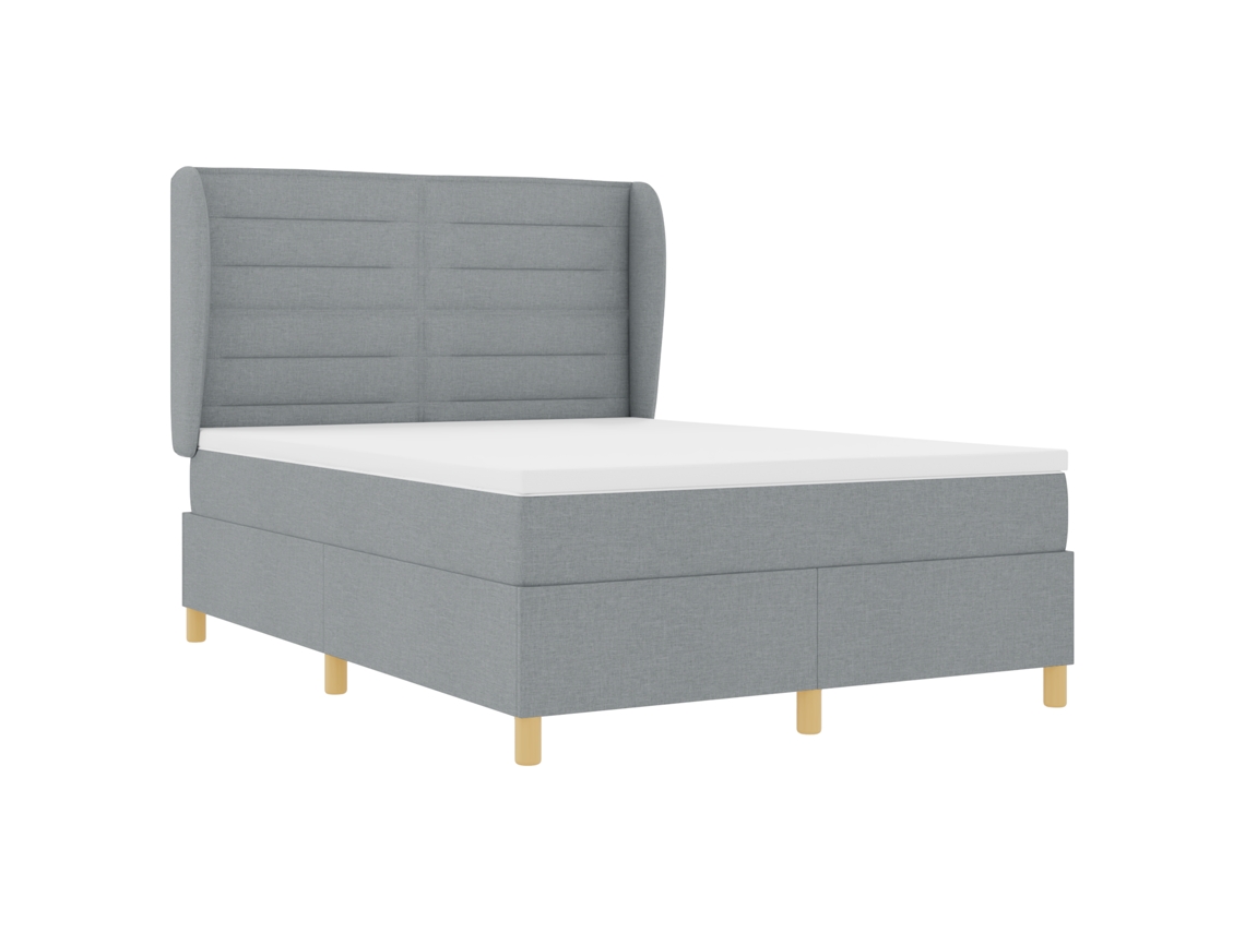 Conjunto 1 Cama Box Vidaxl Cinzento-claro Tecido (190 X 140 Cm)