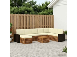 Vidaxl Conjunto De Sofás Para Exterior 9 Pcs Natural E Creme