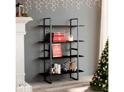 Vidaxl Estante Com 4 Prateleiras 100x30x140 Cm Pinho Maciço Preto