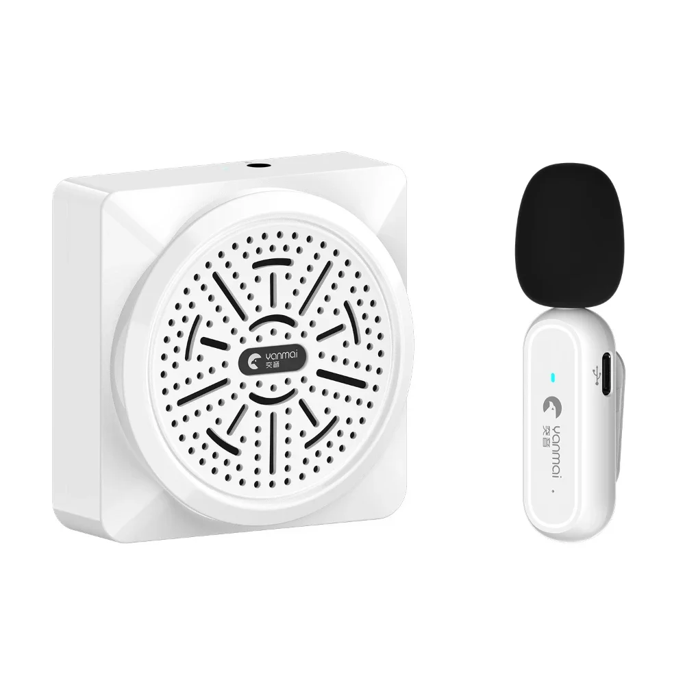 Megafone Sem Fio Recarregável com Microfone de Lapela Sem Fio 2.4g MDUG (branco)