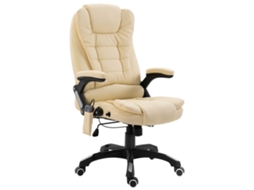 Vidaxl Cadeira De Escritório C/ Função Massagem Couro Artificial Creme