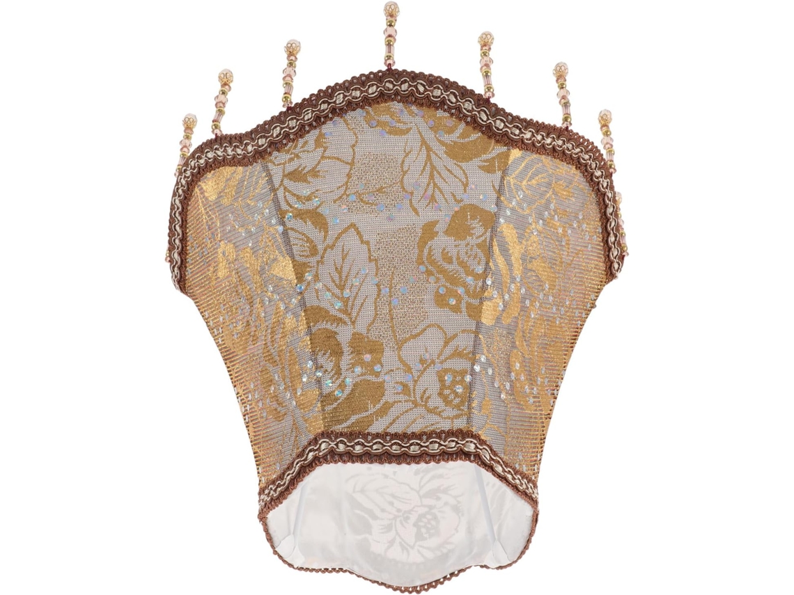 Efeito de Luz Suave em Tecido Dourado Vintage com Borlas de Contas, Estilo Clássico Europeu, Compatível. SFUSHOS
