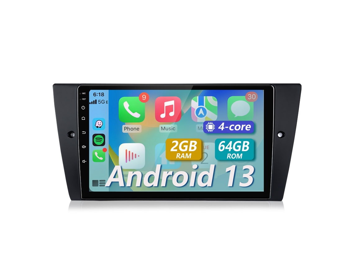 Para Bmw 3er E90 E91 E92 E93 Android 13 Rádio | 9 Hd Ips | Carplay/android Auto Sem Fio | 2gb 64gb | Dsp Ãudio Junsun