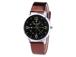 Relógio de quartzo elegante para homens e mulheres com pulseira de couro PU (marrom)