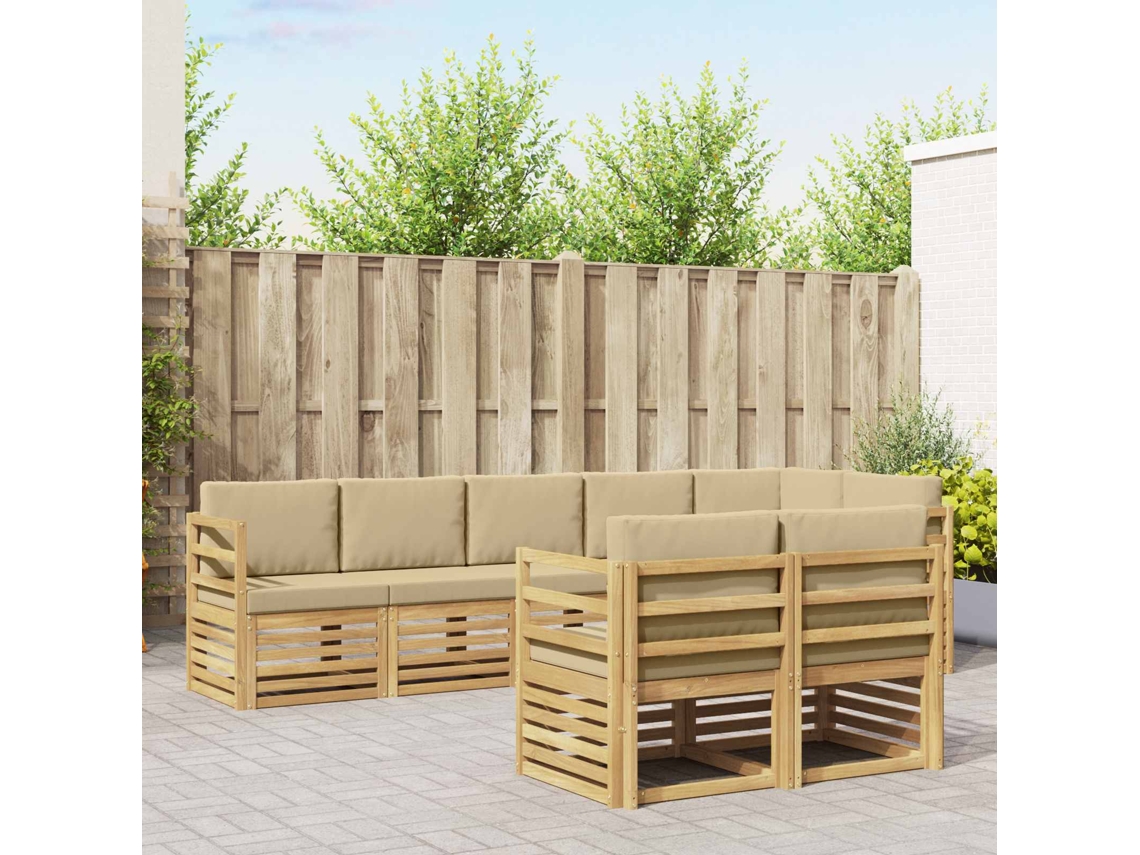 Vidaxl Conjunto De Sofás Para Exterior 8 Pcs Branco E Bege