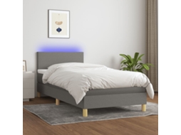 Cama Box Spring C/ Colchão E Led 100x200 Cm Tecido Cinza-escuro