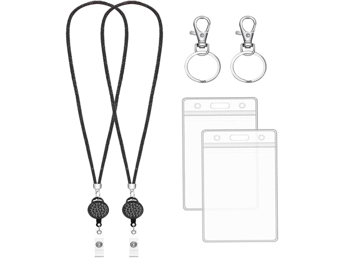 Cordão Retrátil Preto Upkoch Crachá, Em Plástico E Nylon, Ideal Festas E Decoração Escolar Design Destacável