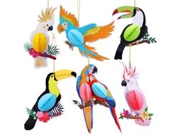 Mali 6pcs/conjunto Decoração de Papagaio Pendente em Papel para Festa Tropical Verão Casamento Aniversário Jardim