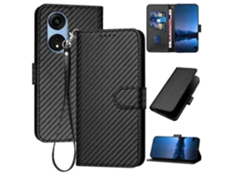Capa De Celular De Couro Com Fivela De Fibra De Carbono E Cordão Yx0070