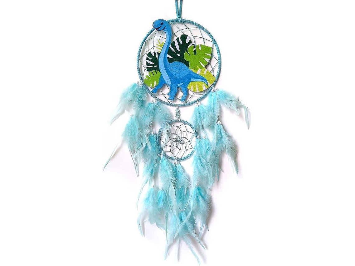 Caçador De Sonhos Dinossauro Para Meninos E Meninas, Decoração De Parede Com Luz Plumas Pendente Presente Para Crianças Sem Luz Azul