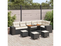 Vidaxl Conjunto De Sofá De Jardim 10 Unid. Preto Vime Pe