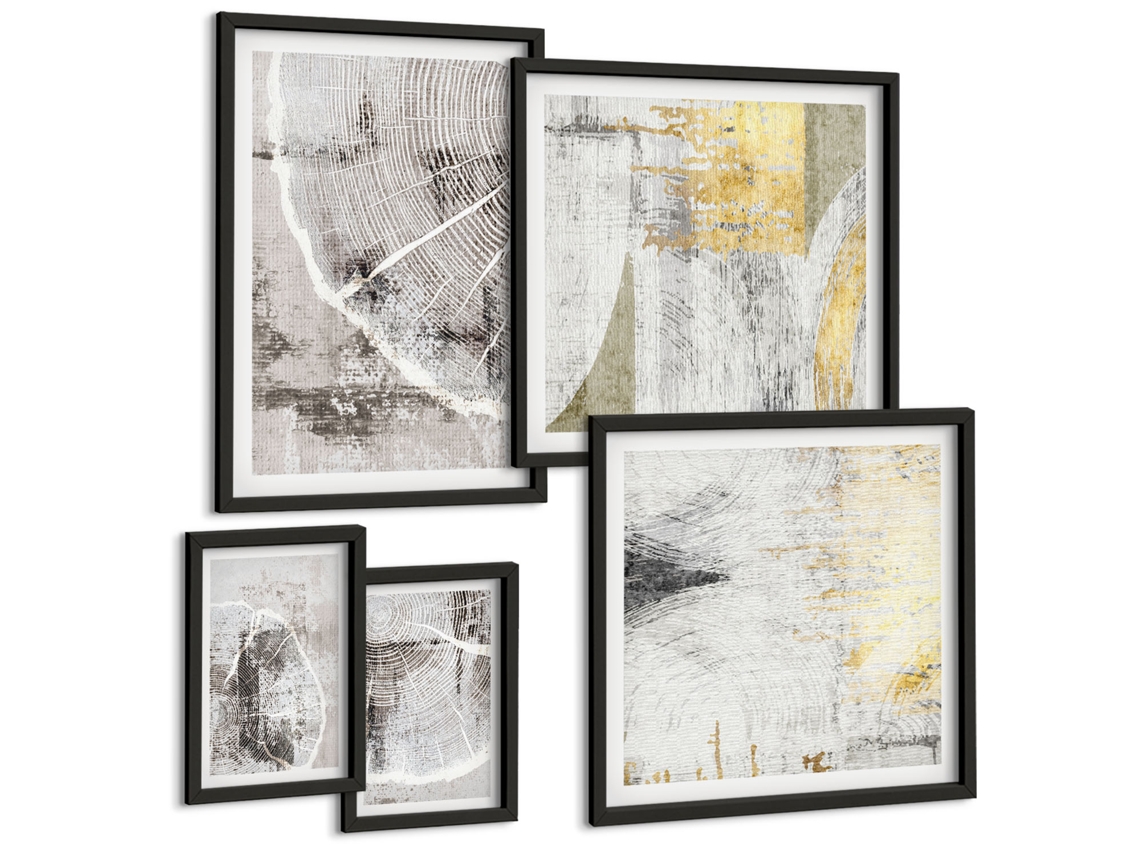 Conjunto De Pinturas Padrões Abstratos Neutros Espelharte (5 Peças)